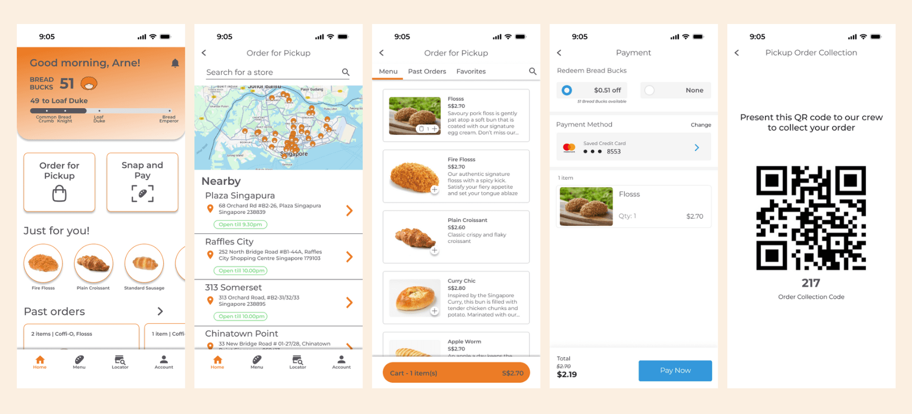 Figma screens for pickup function
