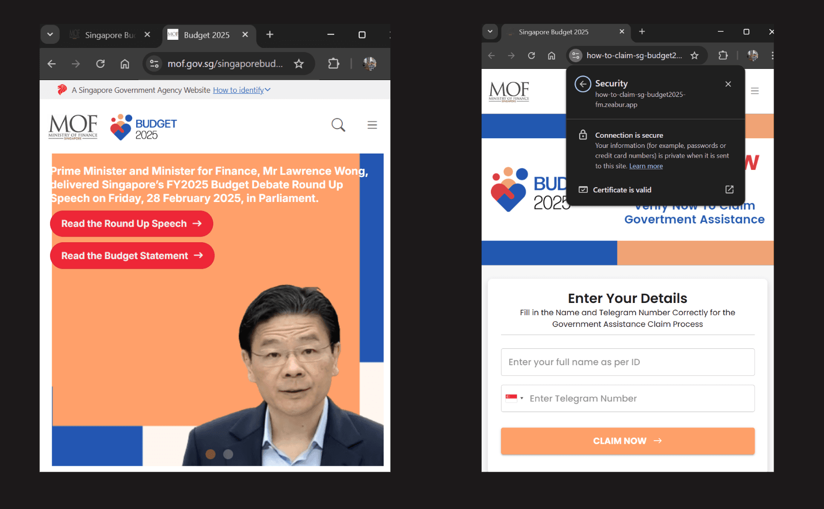 Phishing URL comparison